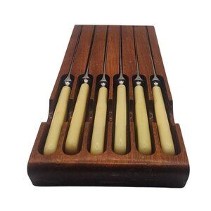 Vintage Lewis Rose & Co. Stainless Steel Steak Knives Sheffield England Set of 6